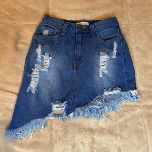 Vibrant Asymmetrical Denim Skirt